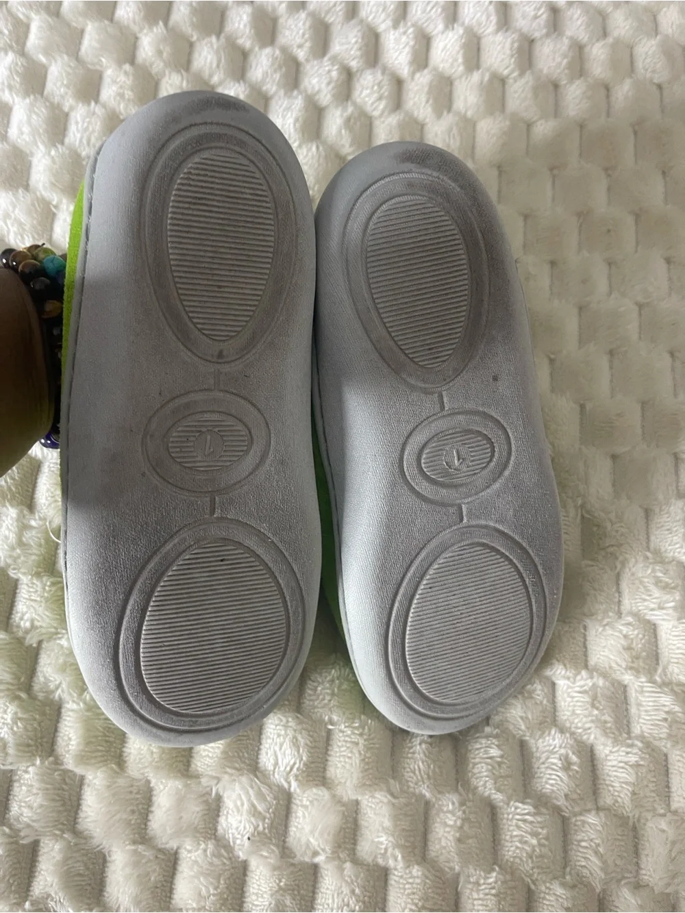 Kids Plush Slip-On Slippers in Bright Lime Green
